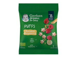 Gerber bio banános és málnás gabonasnack