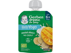 Gerber bio banán-mangó gyümölcspüré fermentált tejkészítménnyel és gabonával